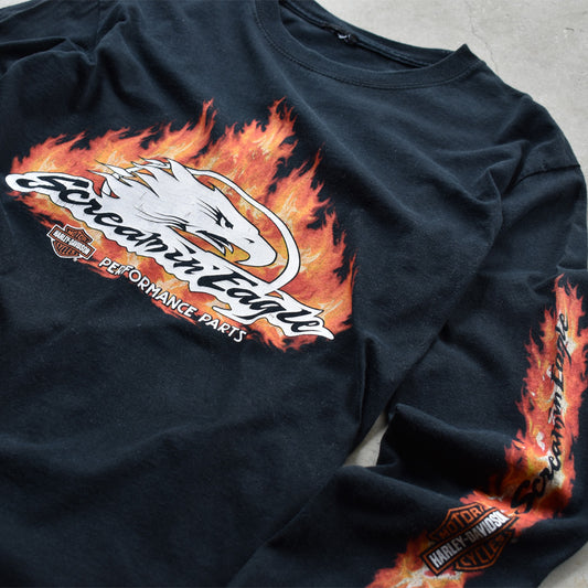 Y2K　Harley Davidson/ハーレー・ダビッドソン "Screamin Eagle” ファイヤープリントTee　USA製　220713H