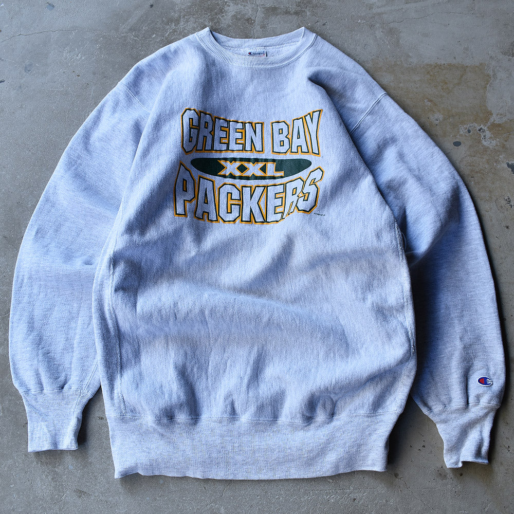 90's　Champion/チャンピオン “NFL GREEN BAY PACKERS” 3段プリント RWスウェット　221028