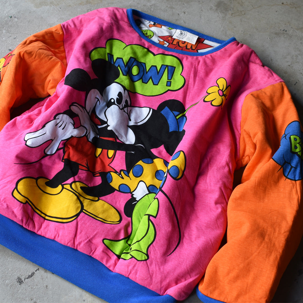 80's　Disney/ディズニー “Mickey&Minnie” 中綿入り リバーシブルスウェット　221109