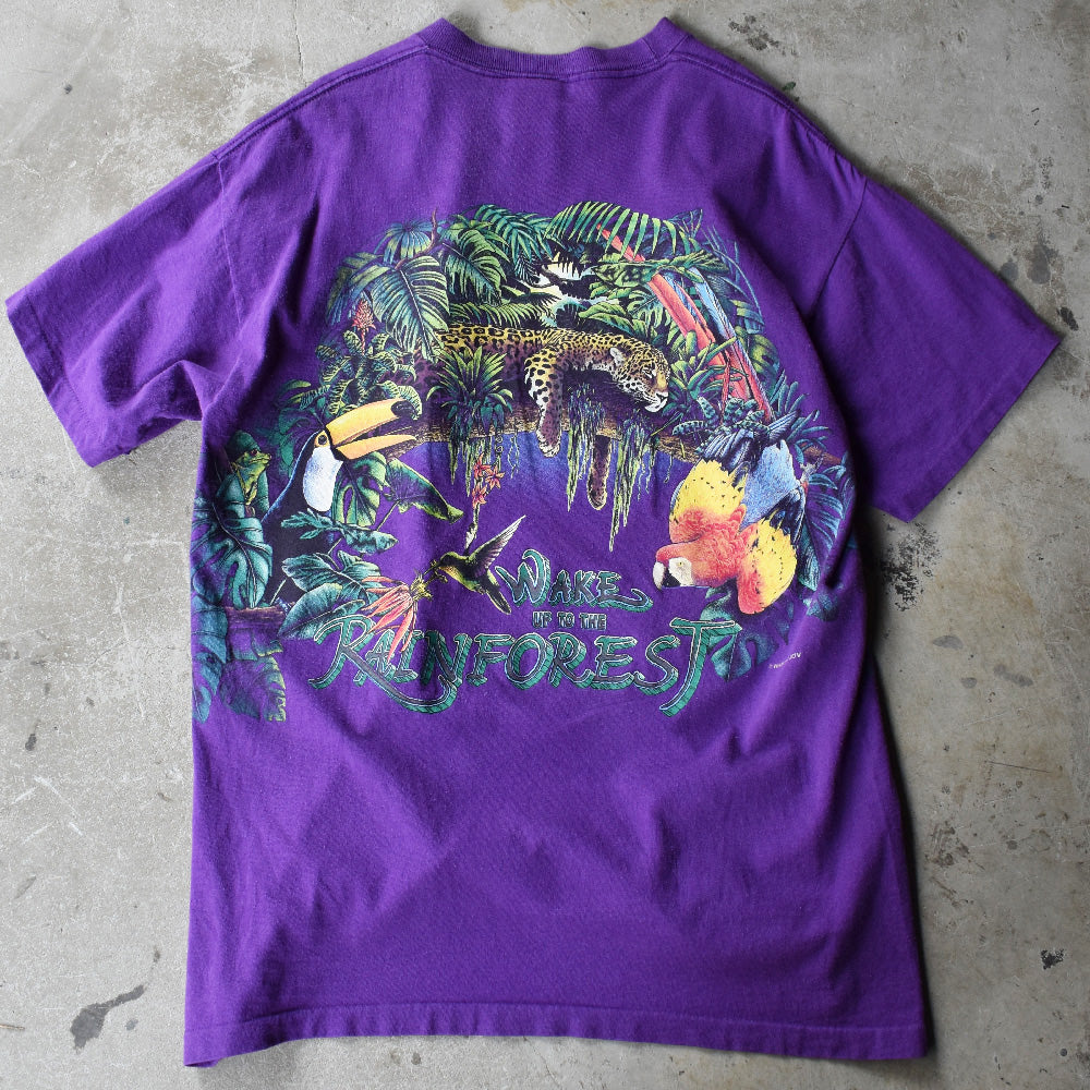 90’s　“Wake Up To The Rainforest” 両面プリント アニマル Tee　USA製　220429