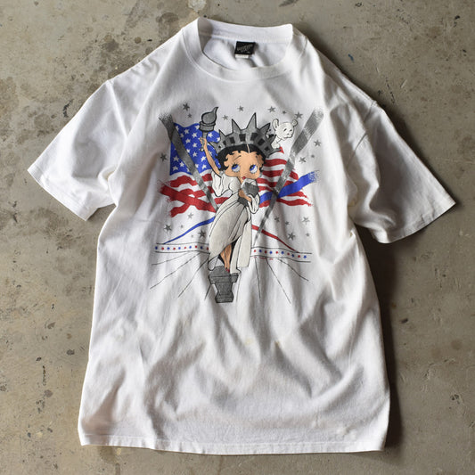 90's　Betty Boop/ベティ・ブープ “the Statue of Liberty” ラメプリント！ Tee　USA製　220704