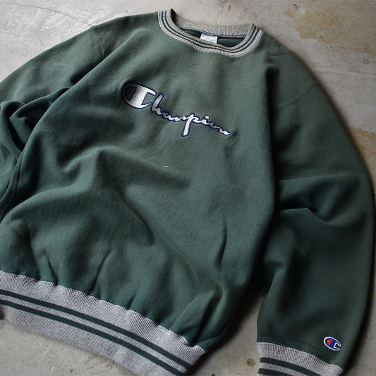 90’s Champion 配色リブ&ロゴ刺繍  RWスウェット USA製 220929