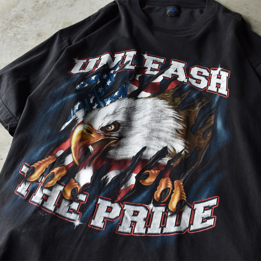 90’s “UNLEASH THE PRIDE” イーグル アニマルプリント Tシャツ 220812