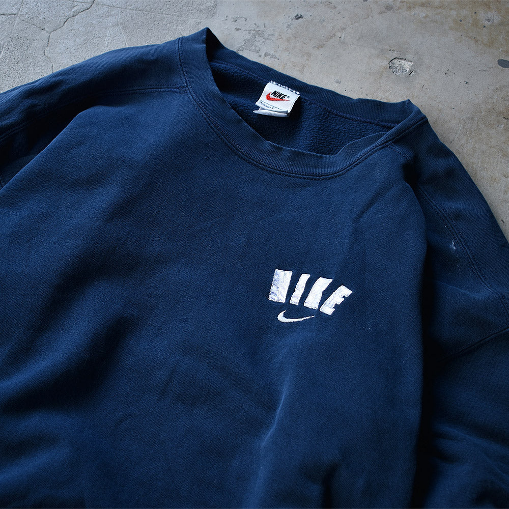 90's　NIKE/ナイキ ロゴ刺繍 NAVY スウェット　USA製　221107