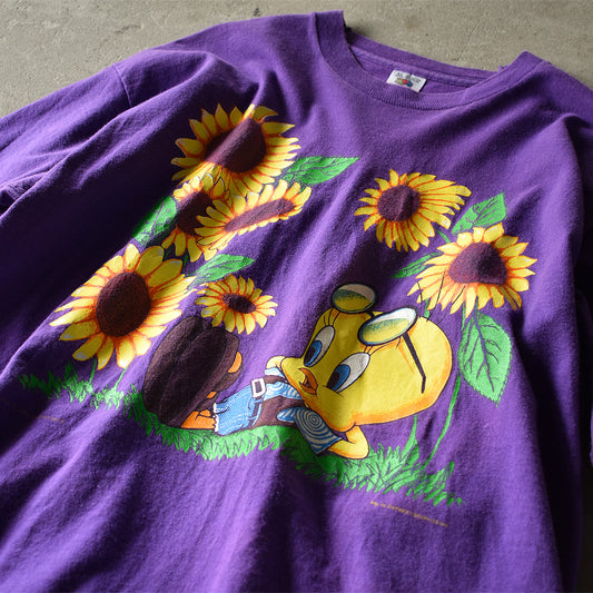90's Looney Tunes/ルーニー・テューンズ ”TWEETY & SUNFLOWERS” Tee USA製 220601