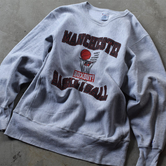 90's Champion "MANCHESTER BASKETBALL" 3段プリント RWスウェット USA製 220828