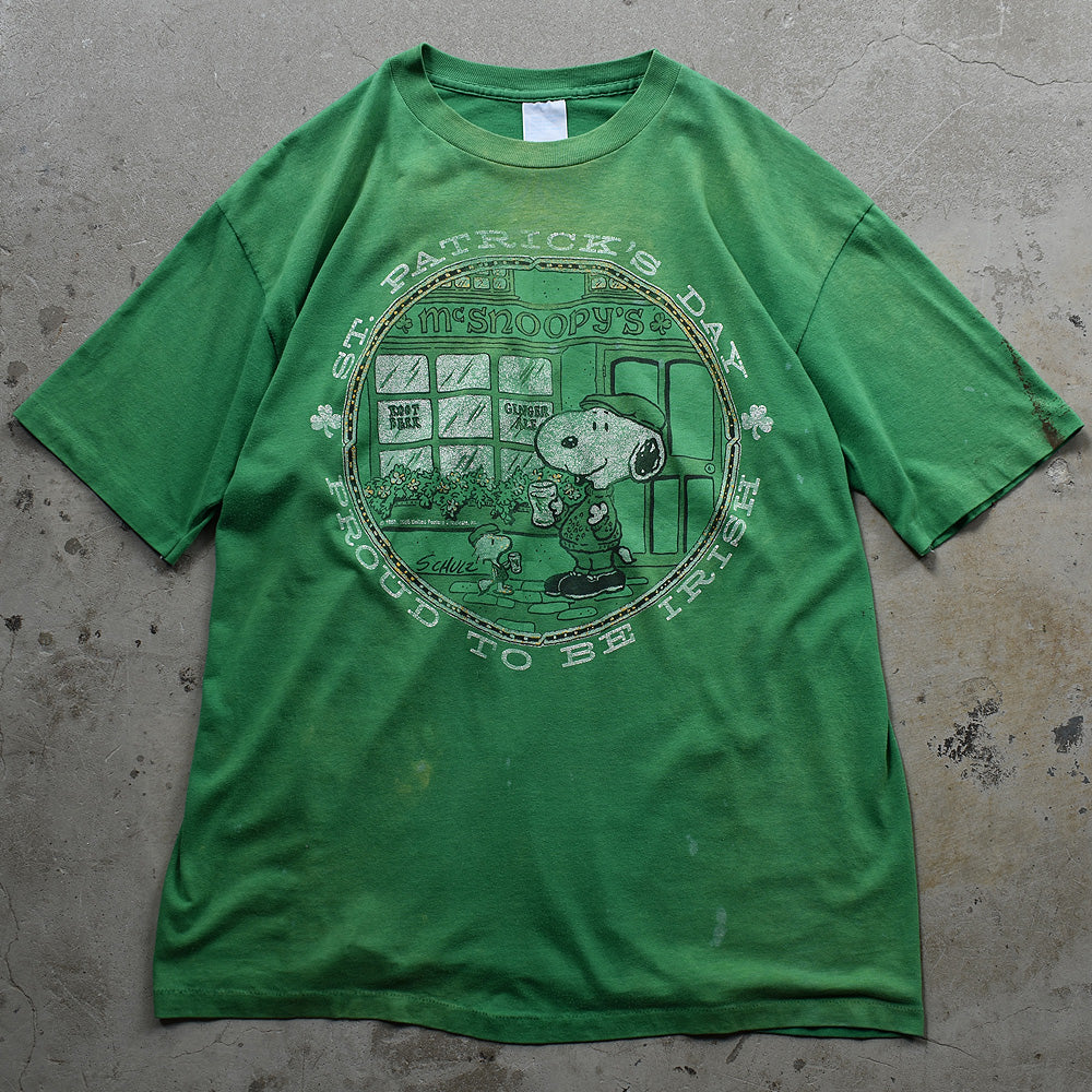 スヌーピー セント・パトリックス・デー キャラクターTシャツ 1990年〜 グリーン USA製 ヴィンテージ