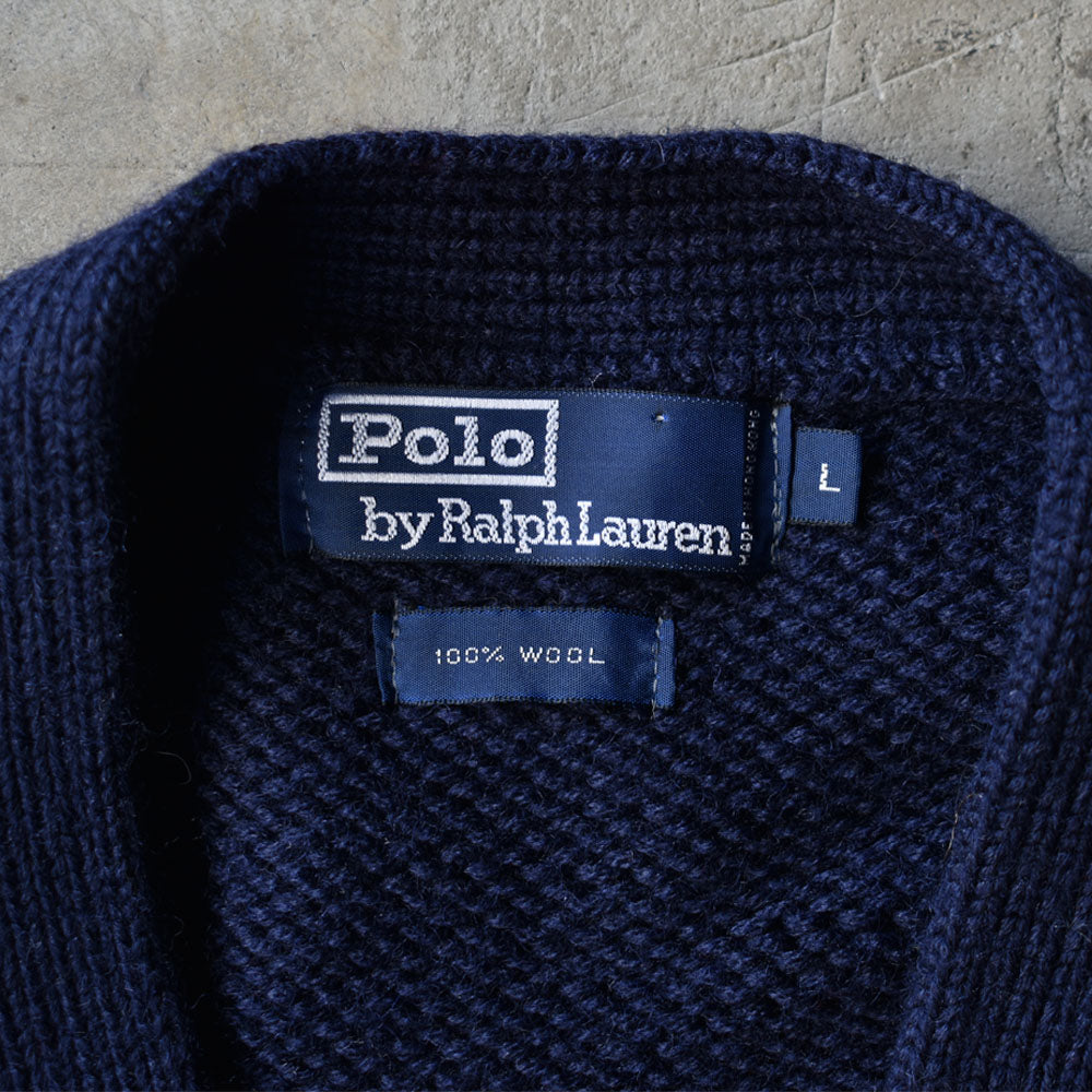 90's　Polo Ralph Lauren/ポロ ラルフローレン エンブレムワッペン！ ウールニット カーディガン　230213