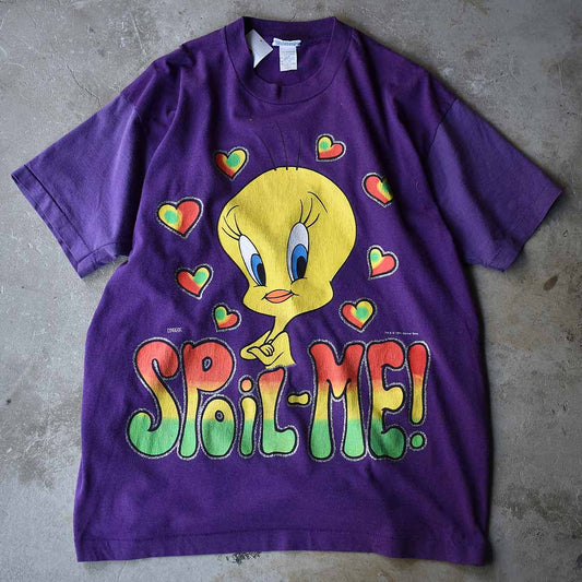 90's Looney Tunes/ルーニー・テューンズ ラメプリント!”SPOIL ME” Tee USA製 220829