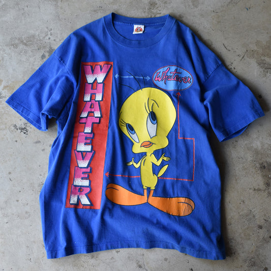 90's Looney Tunes/ルーニー・テューンズ ”WHATEVER” 大判プリント Tee USA製 220627