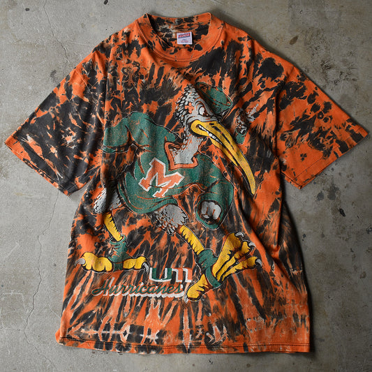 90's “Miami Hurricanes” カレッジ タイダイ Tシャツ USA製 220820