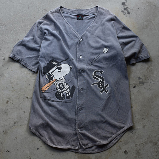 90's “MLB Chicago White Sox / Peanuts (SNOOPY)” 海外アニメ キャラ ベースボールシャツ USA製 220912H