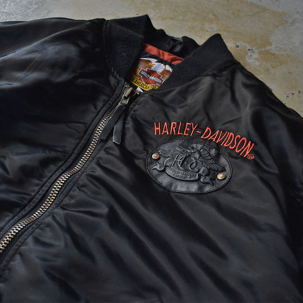 Harley Davidson ハーレー レザー ナイロン ジャケットmaー1