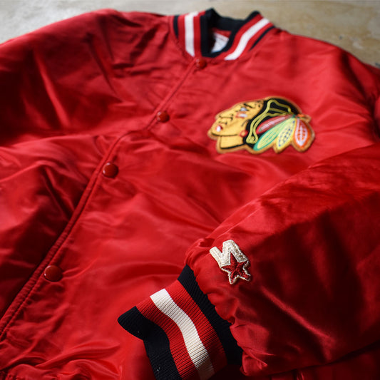 90's　STARTER "NHL Chicago Blackhawks" ナイロン アワードジャケット　230329H