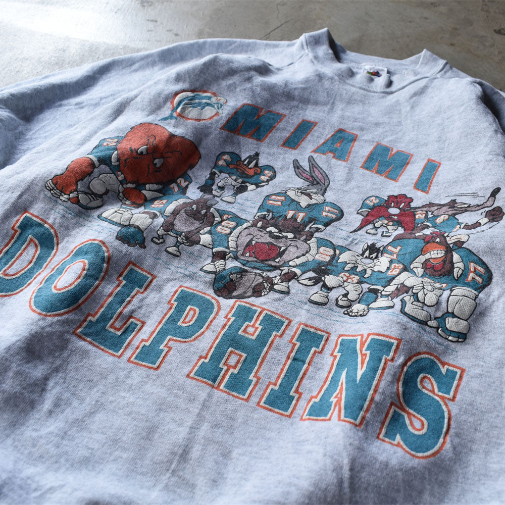 90's　Looney Tunes/ルーニー・テューンズ ”MIAMI DOLPHINS” スウェット　USA製　230312