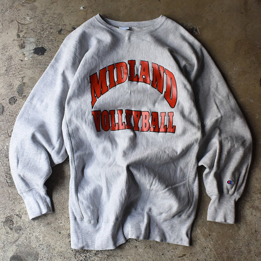 90's Champion "MIDLAND VOLLEYBALL" 2段プリント RWスウェット USA製 221002H