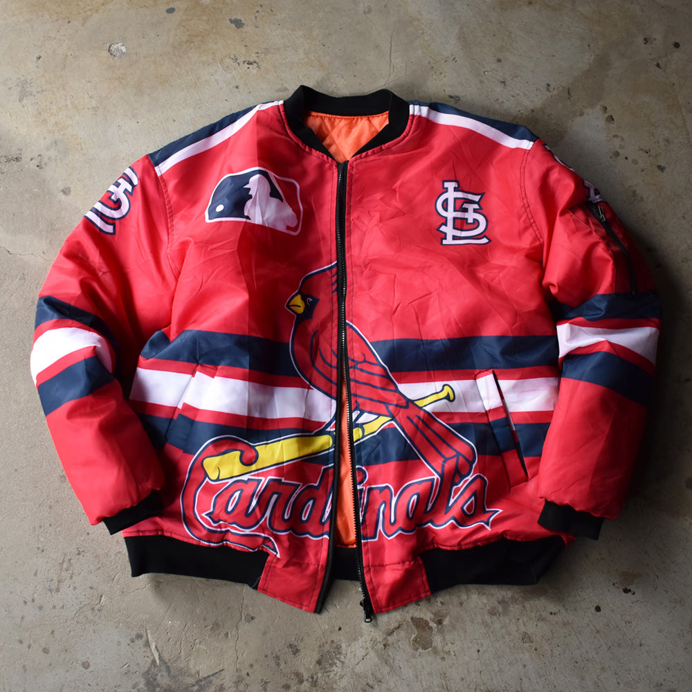 90's　"MLB St. Louis Cardinals" キルティングライナー MA-1タイプ ナイロンジャケット　230419