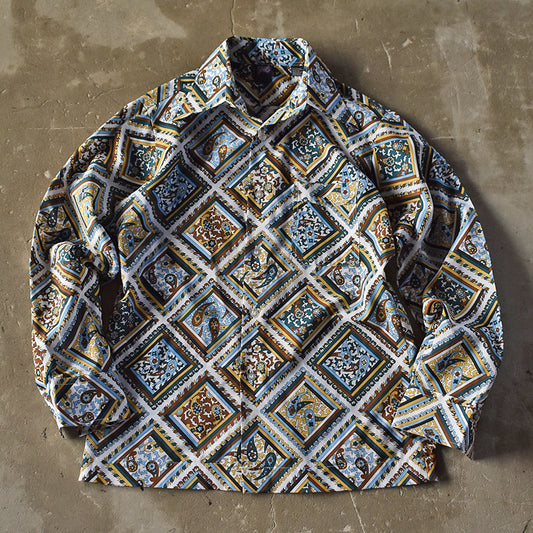 70’s Joel California 総柄 ペイズリー ディスコシャツ 230411H
