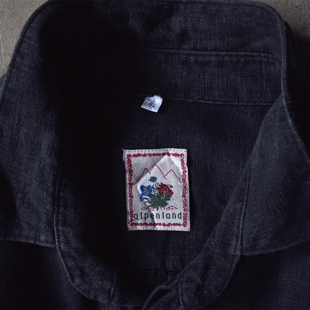 90's　alpenland フォークロア リネン チロリアンシャツ　Euro製　221202