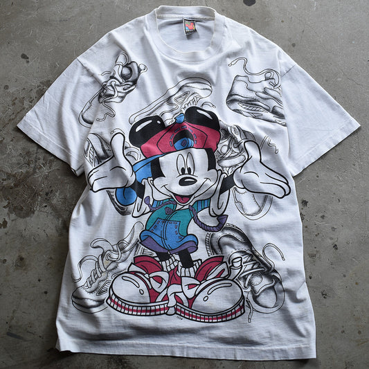 90's　Disney/ディズニー AOP！ "mickey" Tee　USA製　220828