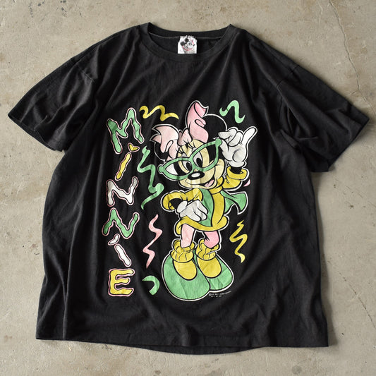 80-90’s Disney ”Mickey & Minnie” 両面プリント キャラクターTシャツ USA製 220611