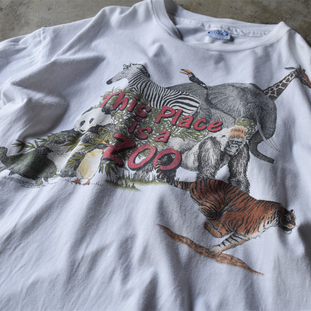 80's　”This Place is a ZOO” アニマルプリント Tee　USA製　220714