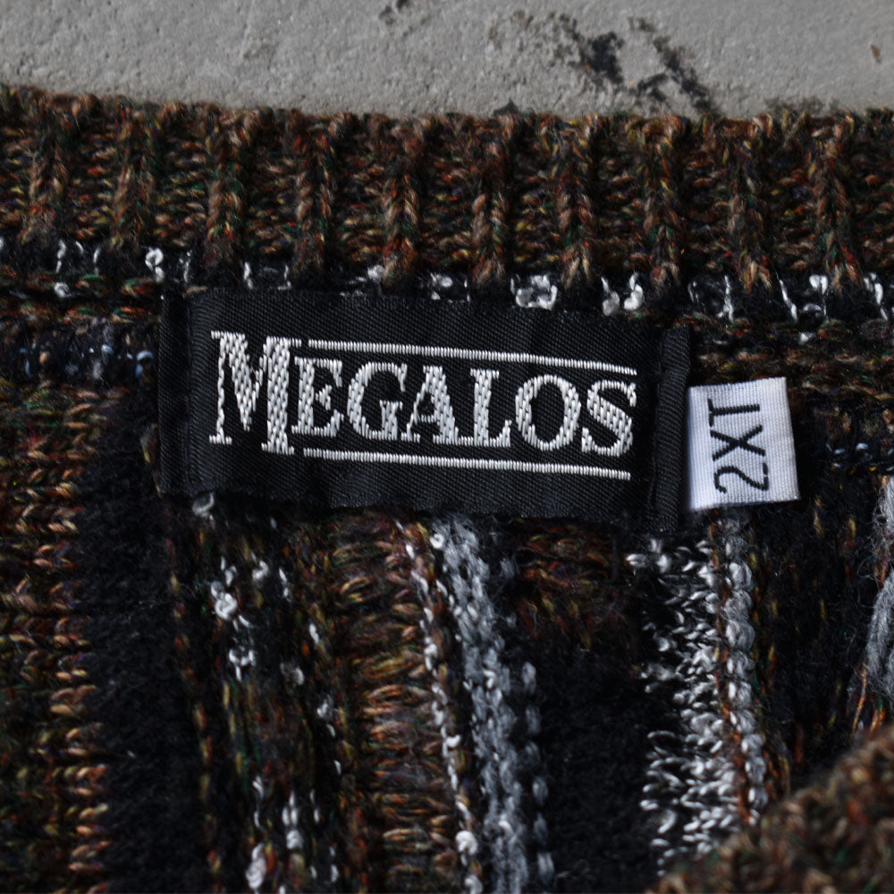 90's　MEGALOS 立体編み 3Dニット セーター　USA製　221031