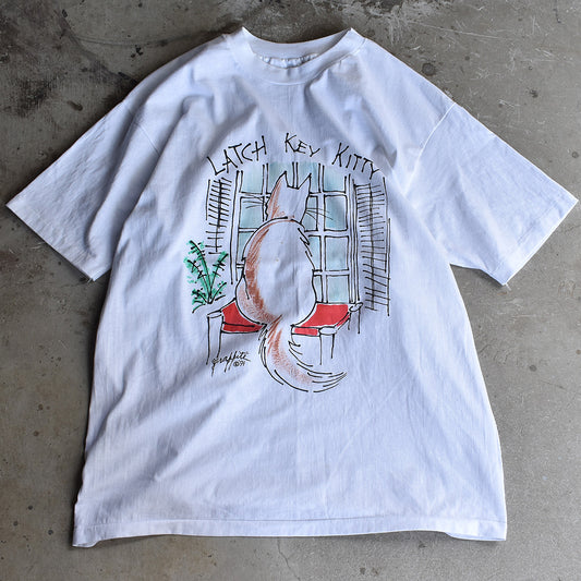 90’s　デッドストック！アニマルプリント ”LATCH KEY KITTY” Tee　220602