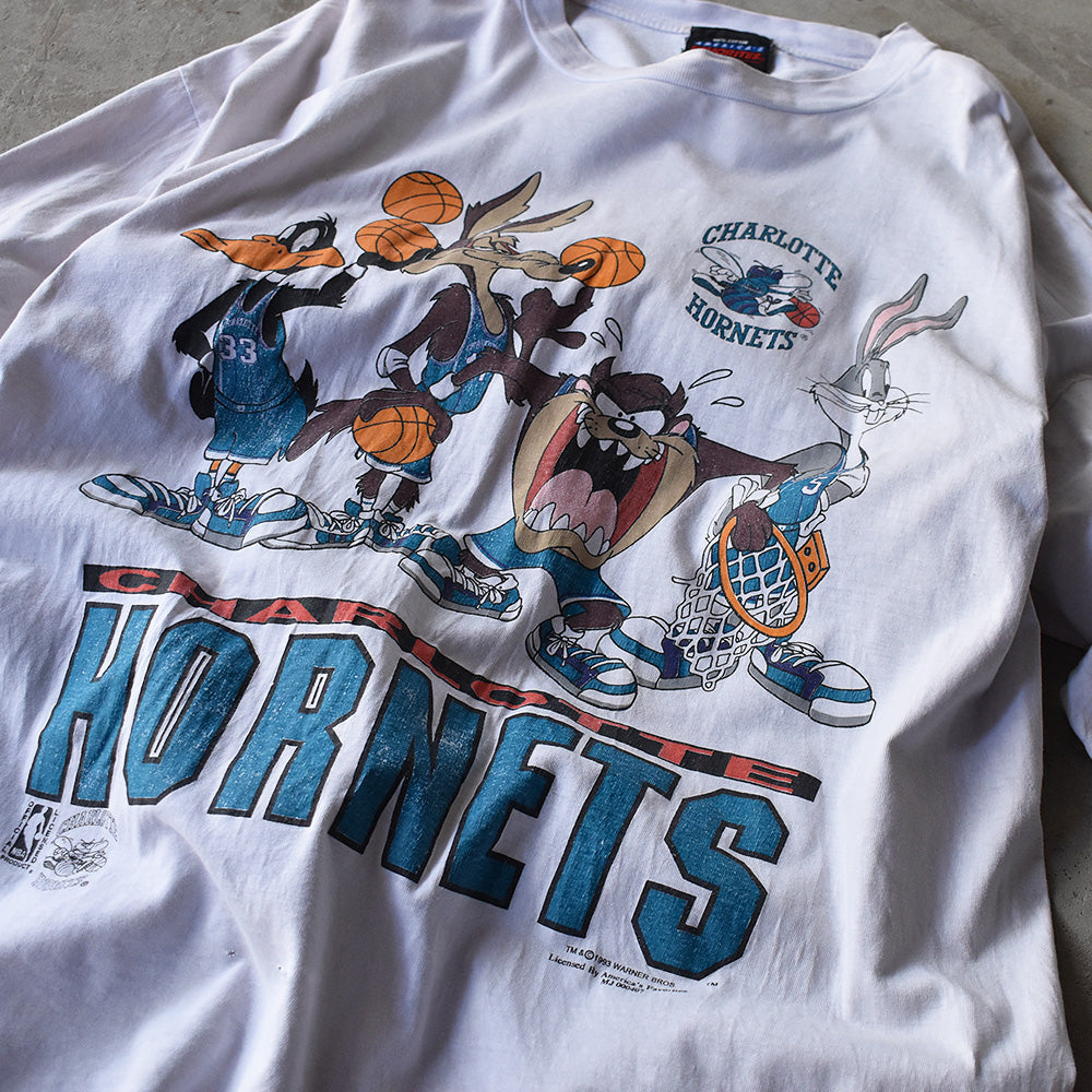 希少 USA製 90s NBA シャーロットホーネッツ ヘンリーネックTシャツ T