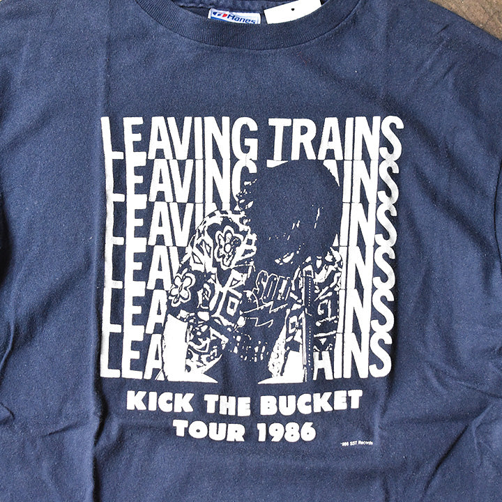 80's　Leaving Trains "KICK THE BUCKET" 1986ツアーTシャツ　SSTレコードコピーライト入り　