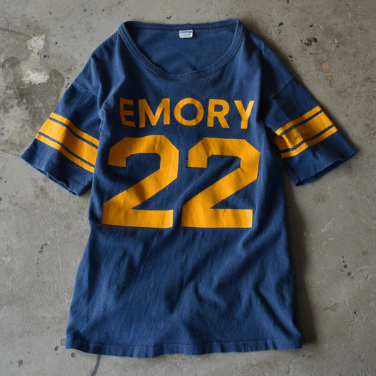 70's Champion バータグ！“EMORY #22” フットボール Tシャツ USA製 220802