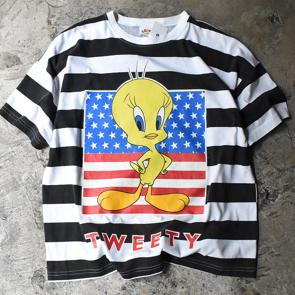 90's　Looney Tunes/ルーニー・テューンズ　"TWEETY"　ボーダー！Tee　USA製　220812