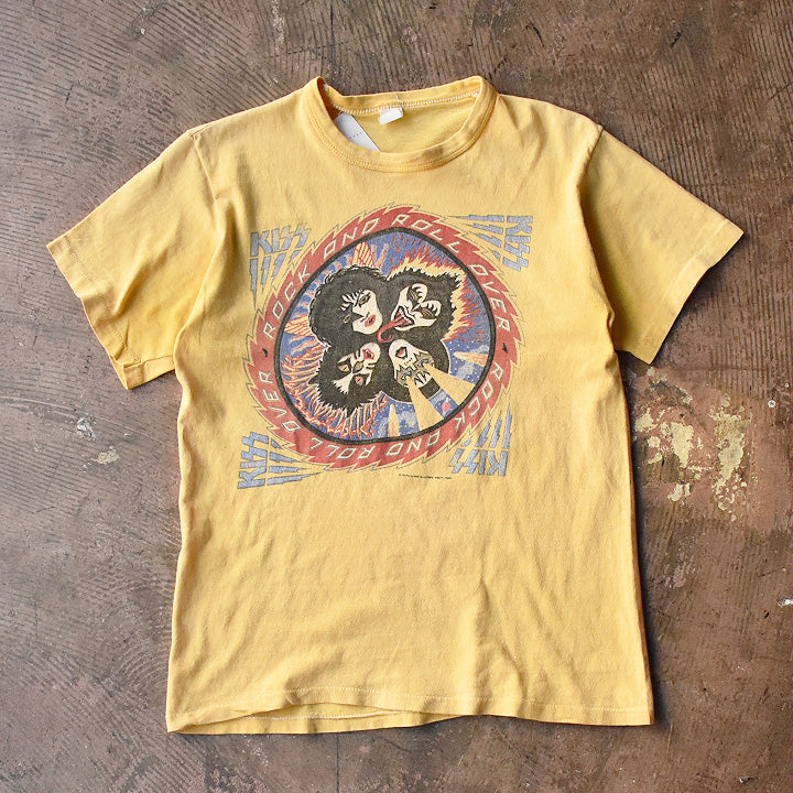 キッス Rock and Roll Over 地獄のロックファイアー ジャケットデザイン Tシャツ 70年代 イエロー ヴィンテージ