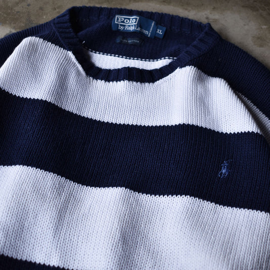 90's　Polo Ralph Lauren/ポロ ラルフローレン ボーダーニット コットンセーター　230224