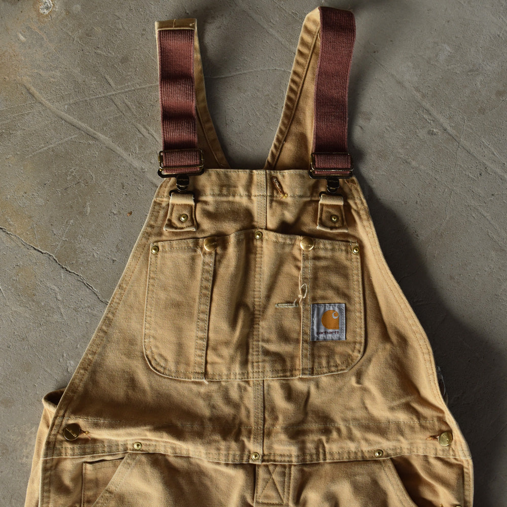 90's　Carhartt/カーハート ダブルニー&サイドジップ！ ブラウンダック オーバーオール　USA製　220708