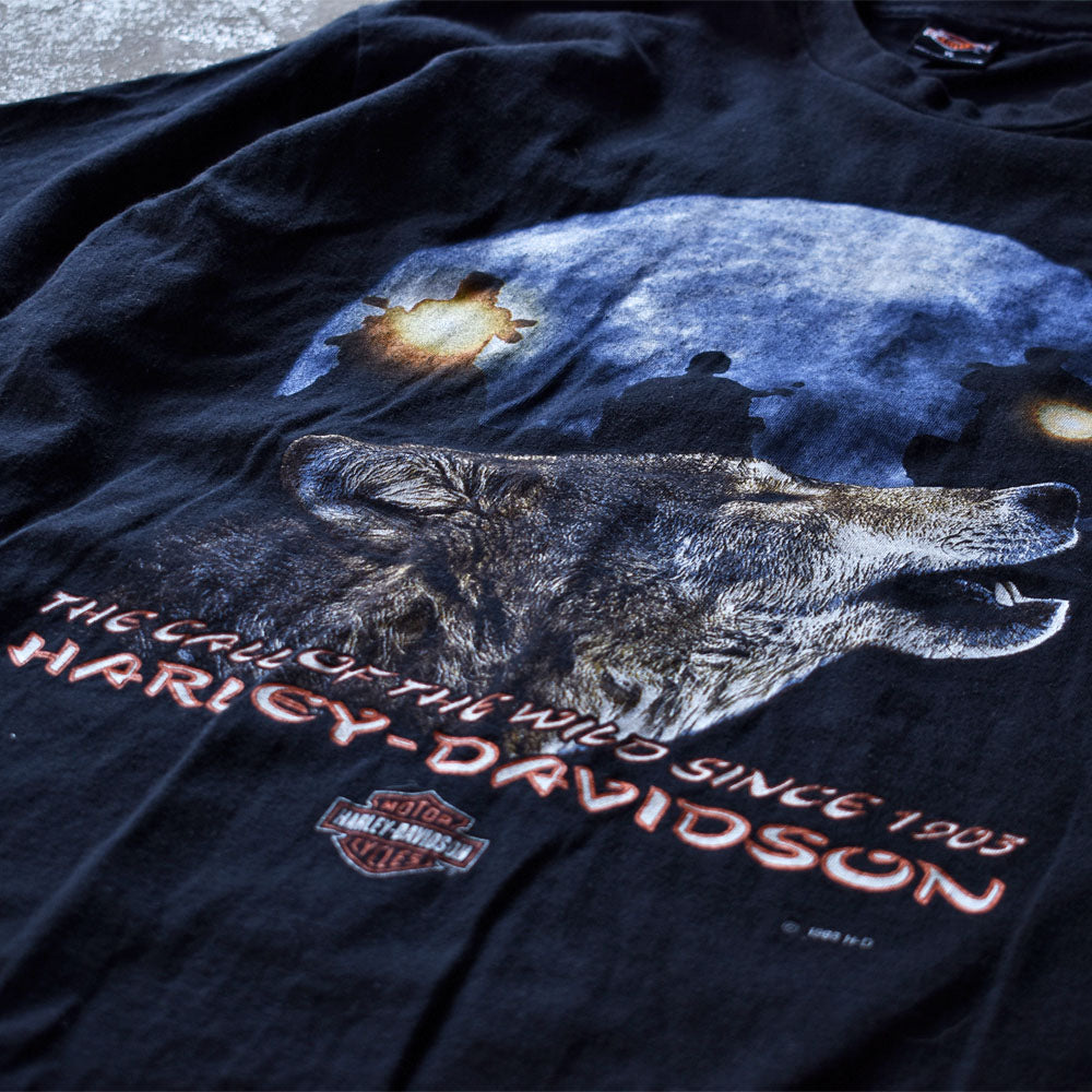 90’s　Harley-Davidson/ハーレーダビッドソン “WOLF” 両面プリント Tシャツ　230424H