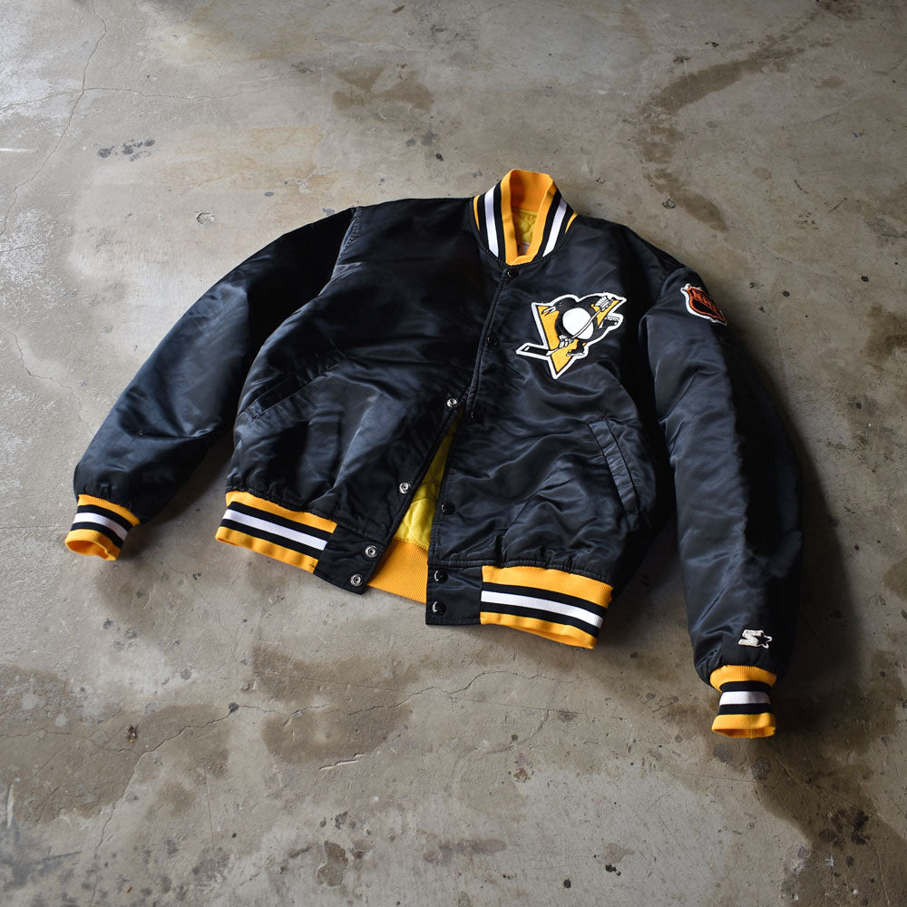 90's　STARTER/スターター “NHL　Pittsburgh Penguins” ナイロン アワードジャケット　USA製　230311