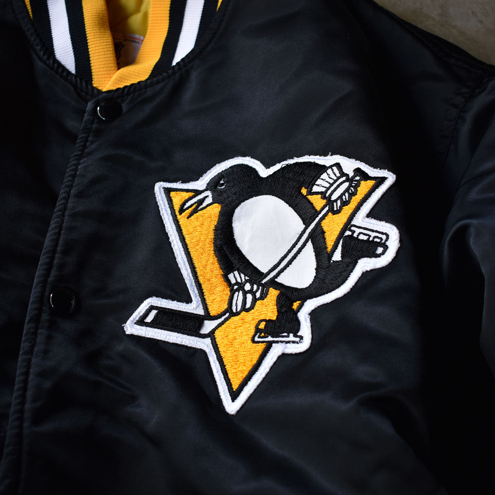 90's　STARTER/スターター “NHL　Pittsburgh Penguins” ナイロン アワードジャケット　USA製　230311