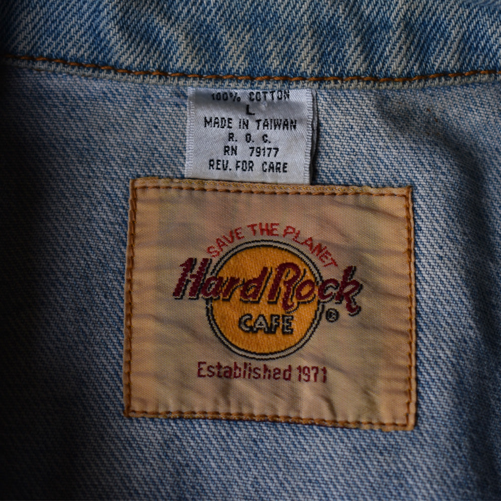 90's Hard Rock Cafe/ハードロックカフェ ロゴ刺繍 デニムジャケット