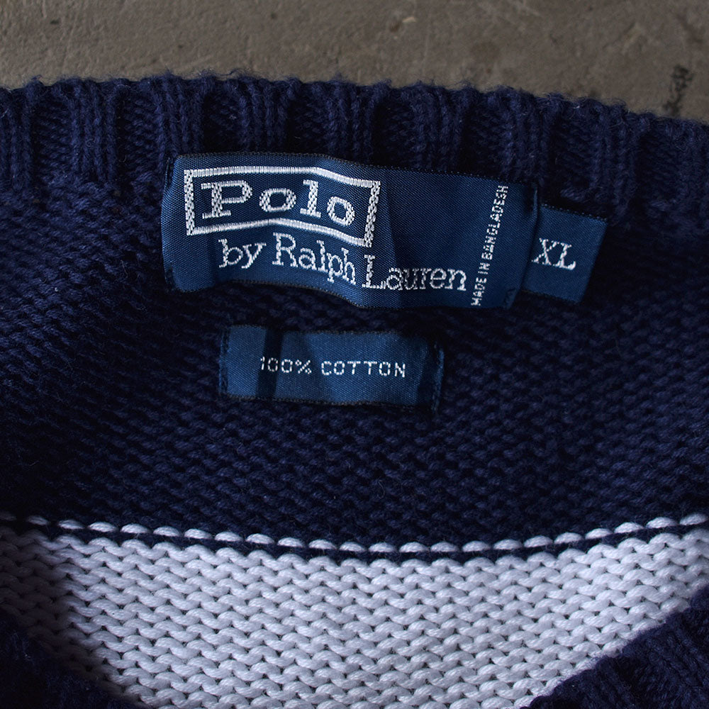 90's　Polo Ralph Lauren/ポロ ラルフローレン ボーダーニット コットンセーター　230224