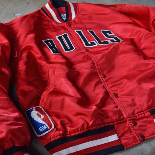 80's　STARTER "NBA Chicago Bulls" ナイロン アワードジャケット　USA製　230401H