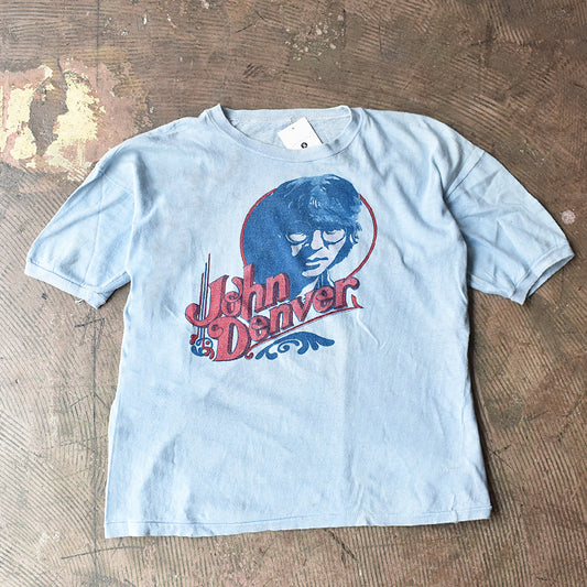 70's　John Denver/ジョン・デンバー　染み込みプリントTシャツ　