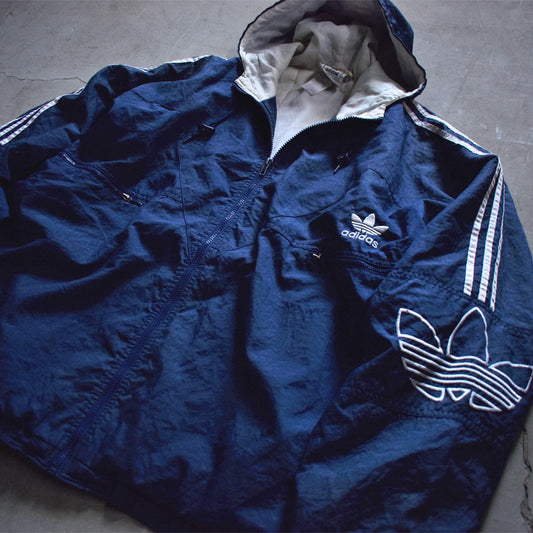 90’s adidas トレフォイルロゴ! 中綿入り フード ナイロンジャケット 221124