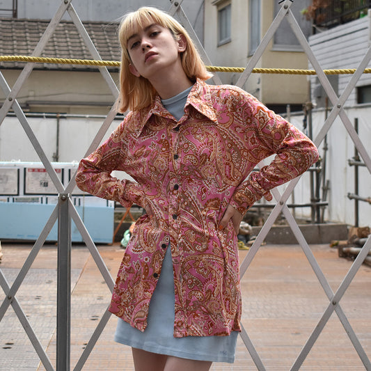 70's Monticello ペイズリー柄 ナイロンシャツ 220812