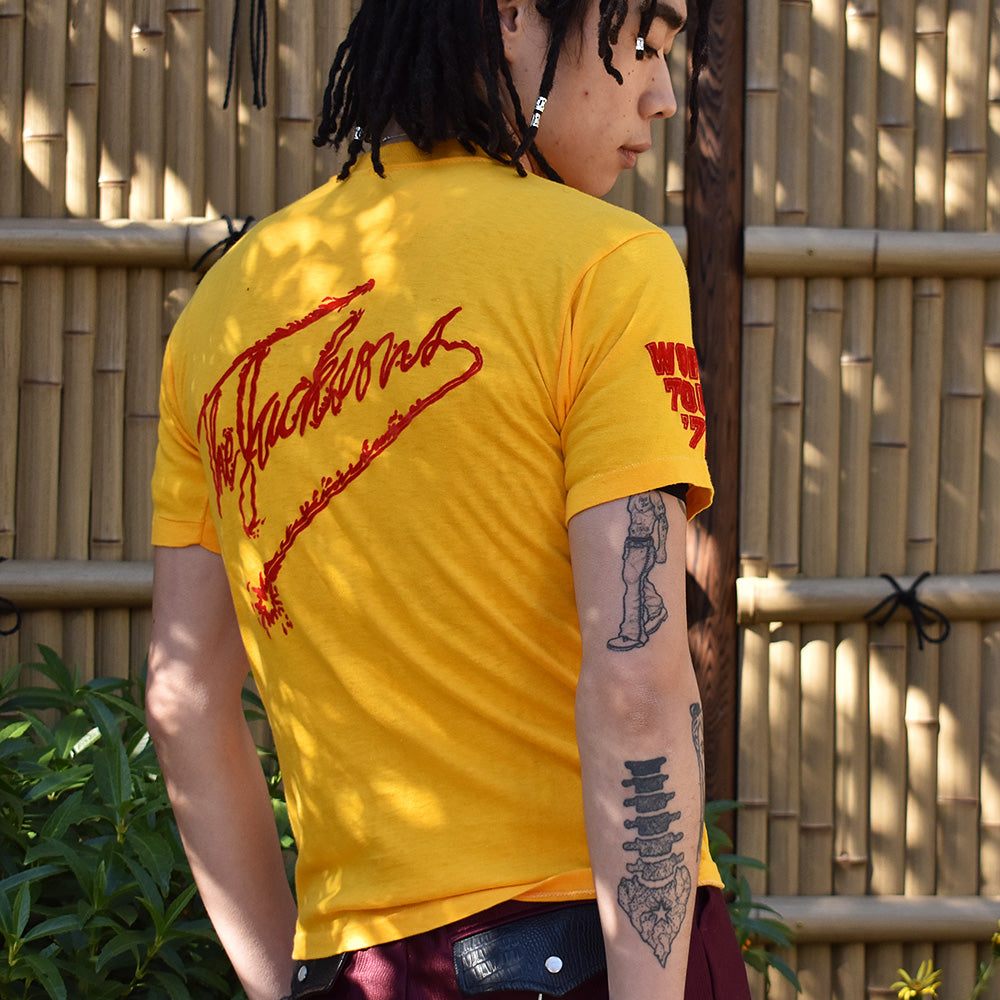 ジャクソンズ 1979 World Tour SHOWCO フェルトプリント ツアーTシャツ 1979年 イエロー ヴィンテージ
