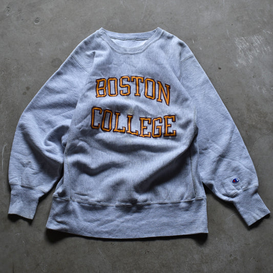 90's Champion "Boston College" 2段プリント RWスウェット 221005H
