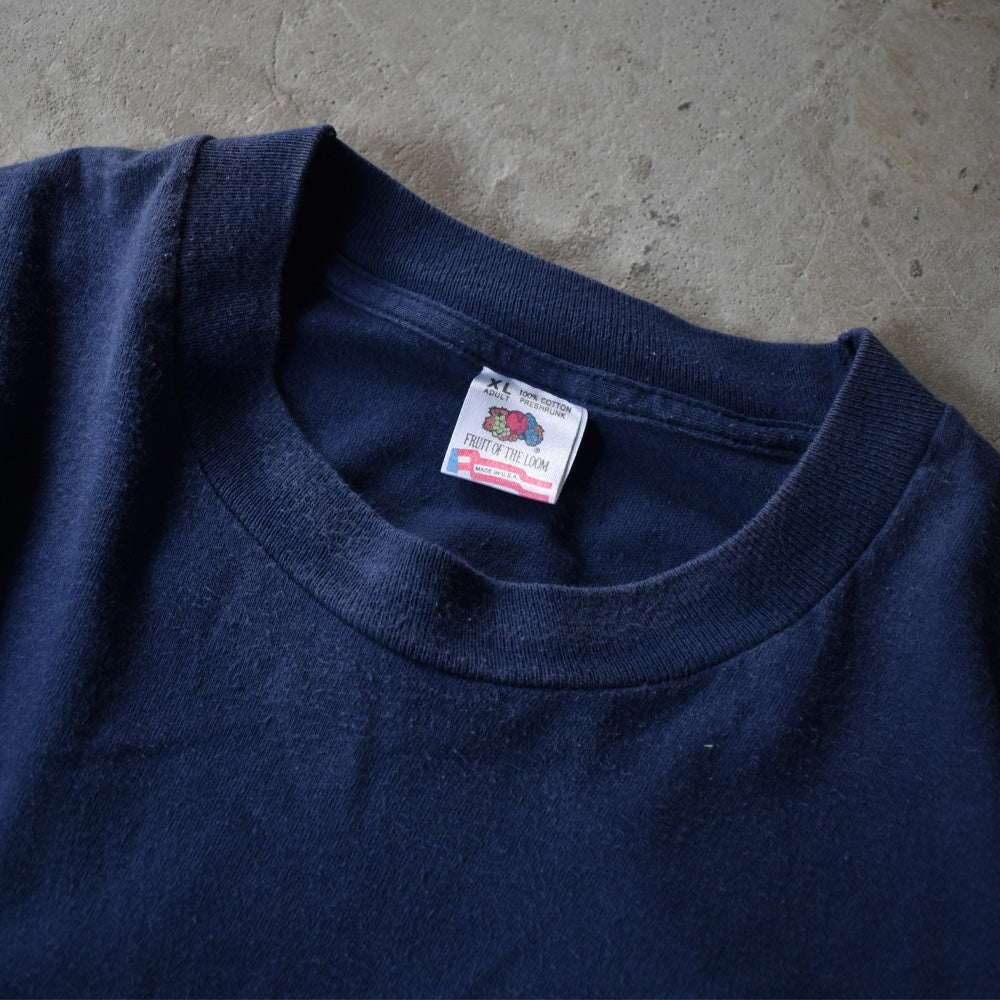 90's　Fruit of the Loom/フルーツオブザルーム 無地 NVY Pocket Tee　USA製　220831H