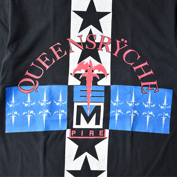 90s USA製GIANTボディー QUEENSRYCHE 総柄バンドTシャツ夜店_MusicTee