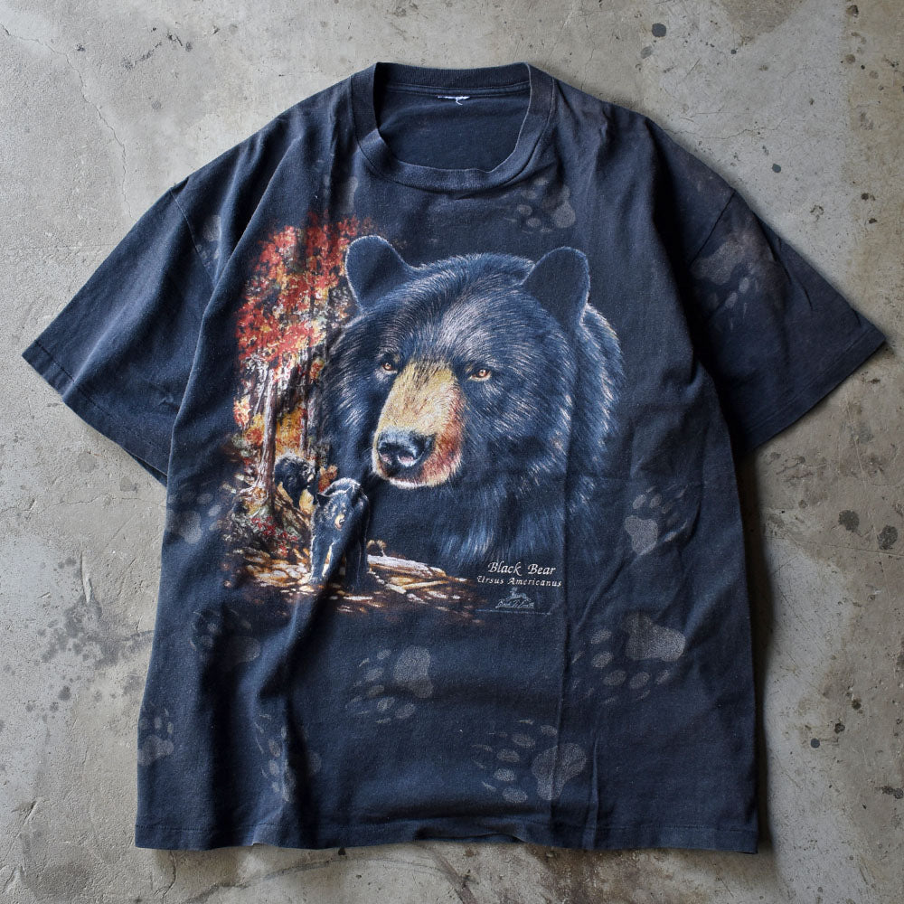 90's　“BEAR” 熊 アニマルプリント AOP！ Tシャツ　230422