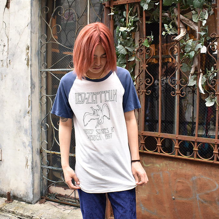 70's LED ZEPPELIN / レッド・ツェッペリン "UNITED STATES OF AMERICA 1977" ラグランTシャツ USA製　 210926